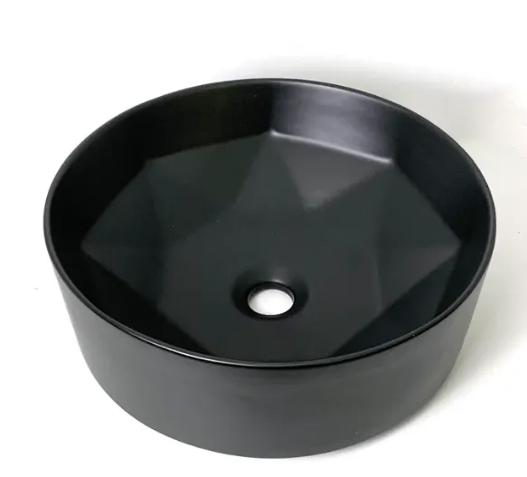 Matte Black Ceramic round vessel sink -VSK421MB
